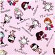 pale pink children designer fabric with comic girls 1
