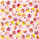 pale pink designer fabric with tossed cupcakes USA 2