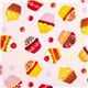 pale rosa designer fabric with tossed mini cupcakes USA 1