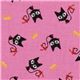 pink Kokka canvas fabric black kitty from Japan 1