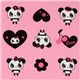 pink big panda fabric with black hearts Japan 1