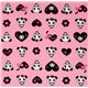 pink big panda fabric with black hearts Japan 2