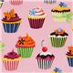 pink cupcakes fabric cherry Robert Kaufman kawaii 1