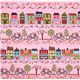 pink designer fabric with cafe bike street house 2