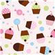 pink fabric with cupcakes lolly cherry Robert Kaufman 1