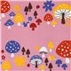pink fly agaric fabric squirrel by Kokka Japan 1