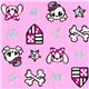 pink glitter skull fabric bunny stars 1