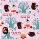 pink hedgehog mushroom Japanese Kokka Fabric Eau de Mer 1