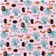 pink hedgehog mushroom Japanese Kokka Fabric Eau de Mer 2