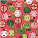 pink kawaii apple fabric with faces Robert Kaufman 1