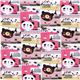 pink kawaii bears canvas fabric with Eiffel Tower 2