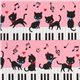 pink kawaii fabric black kitty piano Japan 1