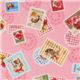 pink stamps fabric with flowers and animals from Japan 1