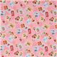 pink stamps fabric with flowers and animals from Japan 2