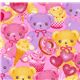 pink teddy bears donuts Japanese fabric Lecien 1