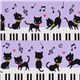 lila kawaii Stoff schwarze Ktzchen Klavier Japan 1