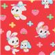 red Japanese fabric bunny doggy strawberry flowers 1