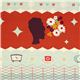 red Kokka retro fabric with clocks woman head Japan 1