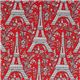 red Michael Miller fabric Eiffel Tower with flowers 1