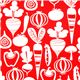 red Michael Miller fabric with tiny vegetables 1