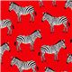 roter Robert Kaufman Stoff Menagerie mit Zebras 1