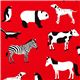red Robert Kaufman fabric with animals from the USA 1