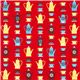 red fabric with coffee pots & mugs Realizzato da Robert Kaufman 2