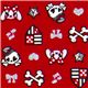 red glitter skull fabric bunny stars 1
