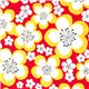 red organic fabric white flowers blossom Robert Kaufman 1