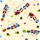 train fabric for boys with locomotive by Kokka 1