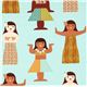 turquoise Hula girls dolls fabric par Michael Miller 1