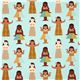 turquoise Hula girls dolls fabric par Michael Miller 2