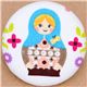 turquoise matryoshka fabric button white button Japan 1