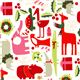 white Christmas fabric animals mistletoe Alexander Henry 1