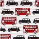 weißer London Stoff mit Bus & Auto Robert Kaufman USA 1