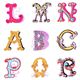 weißer Michael Miller Stoff ABC Alphabet Ornament 1