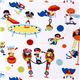white Michael Miller fabric funny super heroes 1