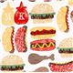 white Michael Miller fabric ketchup & mustard fast food 1
