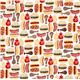 white Michael Miller fabric ketchup & mustard fast food 2