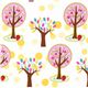 white Riley Blake fabric pink trees strawberry 1