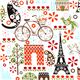 white Timeless Treasures fabric Paris Eiffel Tower  flower 1