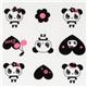 white big panda fabric with black hearts Japan 1