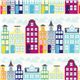 white city panorama fabric turquoise par Michael Miller USA 1