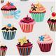 white cupcakes fabric cherry Robert Kaufman kawaii 1