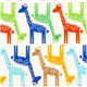 weißer Designer Stoff mit kleinen bunten Giraffen 1