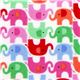 white designer flannel fabric with rosa mini elephants 1