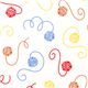 white fabric with colourful balls of wool de Robert Kaufman 1