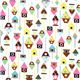 white fabric with colourful birdhouses Robert Kaufman 2