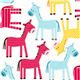 white fabric with dotted horses par Robert Kaufman USA 1
