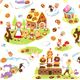 white fairy tale fabric with gingerbread house kawaii 1